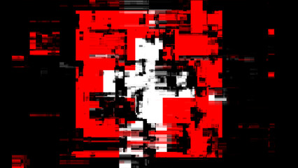 Naklejka premium 3D rendering flag Switzerland with screen effects of technological glitches