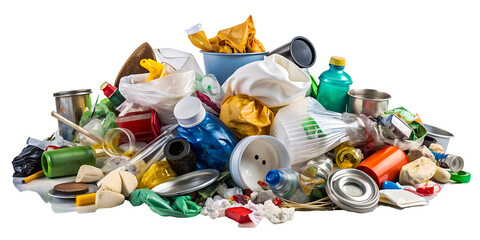 Assorted household waste for recycling png isolated on transparent background