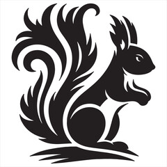 Squirrel vector art silhouette style on a white background