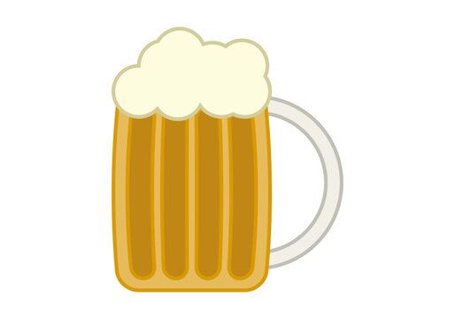 Jarra de cerveza con espuma en fondo blanco