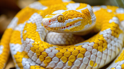 Snakes can be yellow and white, like the Yellow Rat Snake and the Gopher Snake. They may have black rings or blotches.