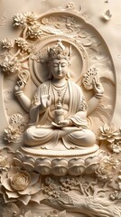 3d Hindu ancient religious buddha Wallpaper Background golden art for digital printing wallpaper, mural, custom design wallpaper. AI generated illustration
