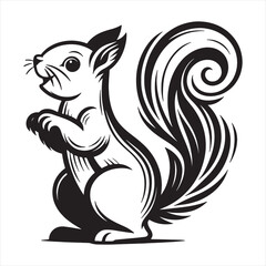 Squirrel vector art silhouette style on a white background