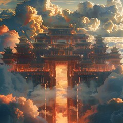 A Chinese palace floating in the sky