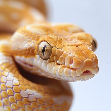A close up of a ball python