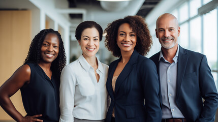 Obraz premium Portrait of happy modern diverse business people, creative team colleagues together in the office