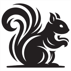 Squirrel vector art silhouette style on a white background