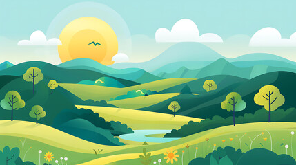 Obraz premium flat landscape illustration