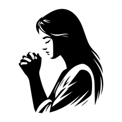 Silhouette of woman praying
