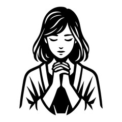 Silhouette of woman praying