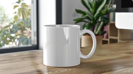 Coffee Mug Computer. Mock-up Styled Blank Mug for Branding and Promotion