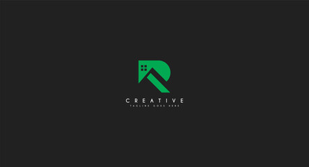 Initial Letter R House, Home, Real estate logo design vector illustration.