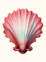 vintage style illustrated sea shell, sea shell illustration white background
