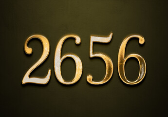 Old gold effect of 2656 number with 3D glossy style Mockup.