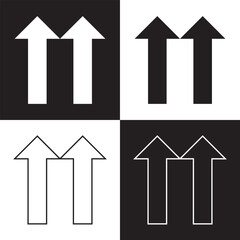 Grey double arrow up and in different directions.  isolated black and white background. EPS 10
