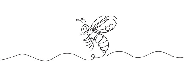 one line bee vector illustration, one line style