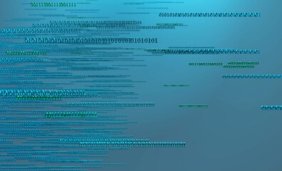 Abstract binary code background. 3D render illustration.