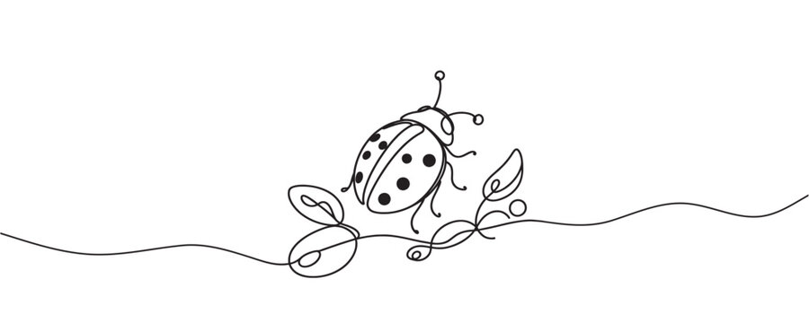 recommend clip art: Continuous one line drawing of a ladybug. Vector graphic illustration of a single line drawing