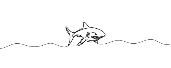 One line drawing of a shark. Graphic vector illustration of shark continuous line drawing