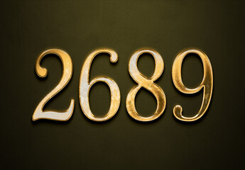 Old gold effect of 2689 number with 3D glossy style Mockup.