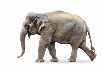 Obraz premium Happy elephant isolated on the white background