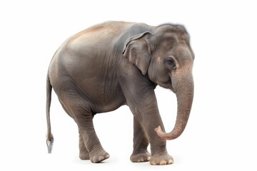 Obraz premium Happy elephant isolated on the white background