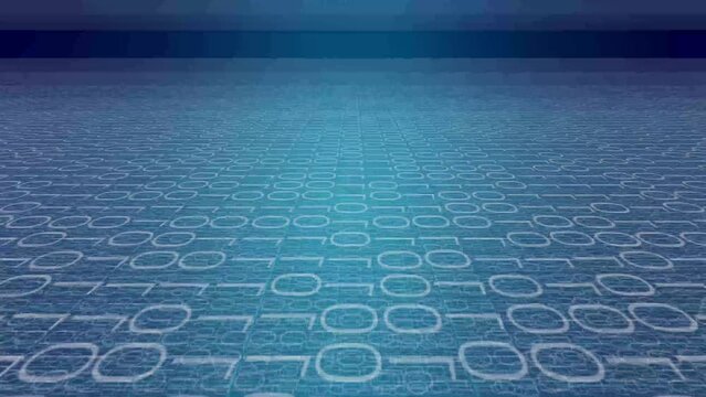 Finger print scan in the internet network with data particles and binary code. 
Technology animation concept for cyber security, biometrics identification,  banking, finance. 