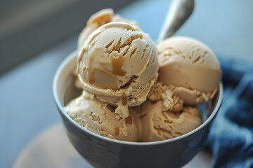 sweet, creamy caramel ice cream. generative ai