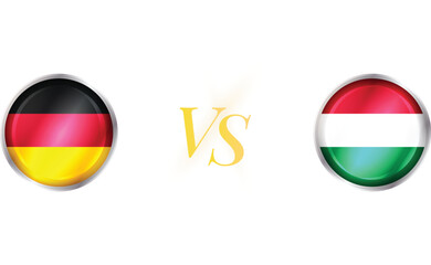 Germany vs Hungary match concept with round flag