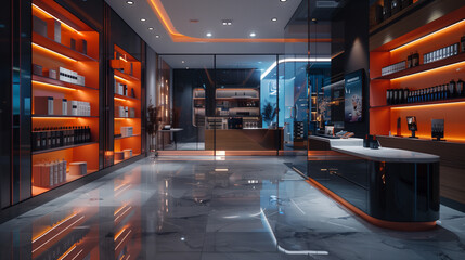 high-tech atmosphere, realistic modern interior design