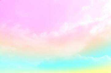 Pastel sky with soft white clouds. Fantastic color fantasy background. Sweet dreams