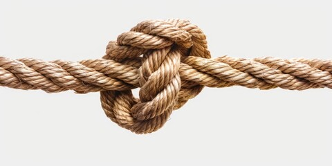 Knotted Rope. Close-Up of Rope Knot with Isolated Cord Texture