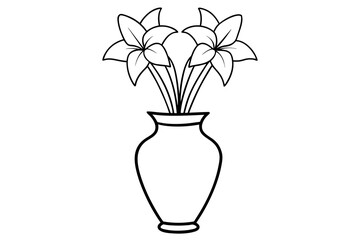 Daffodil vase outline vector silhouette illustration