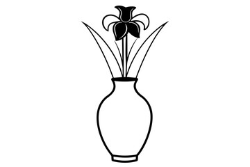 Iris vase outline vector silhouette illustration