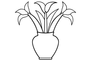 Iris vase outline vector silhouette illustration