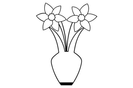 recommend clip art: Daffodil vase outline vector silhouette illustration
