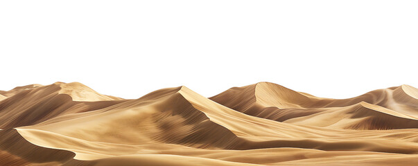 paranomic view of rolling sand dunes isolated on transparent background