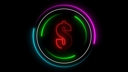 dollar sign, dollar icon illustration. glowing neon dollar sing illustration,