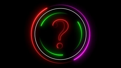 Question mark, query symbol, search icon and quiz sign loop concept. question mark on black background