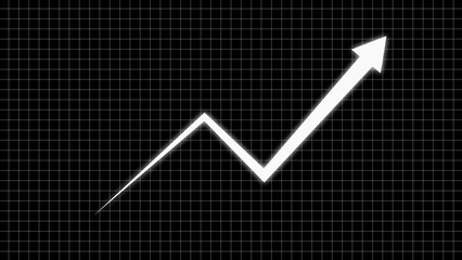 arrow growth up on black background. abstract business graph chart icon.