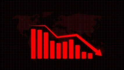 Down graph icon designed in flat icon style, business or finance concept icon.