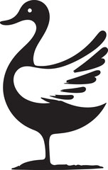 Duck black silhouette isolated on white background