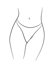 woman bikini panties black and white drawing
