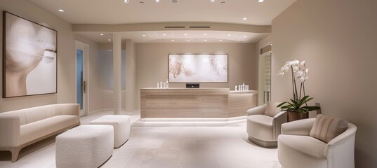 Elegant Spa Reception Area with Microdermabrasion Poster and Calming Color Palette