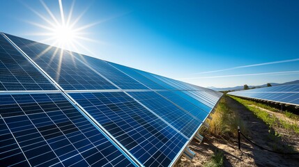 Harnessing Solar Energy: Sunset Over Solar Farms