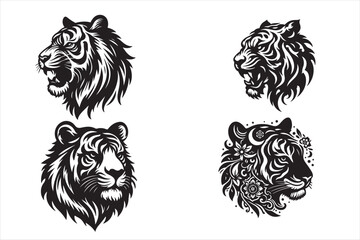 tiger head vector bundle silhouette