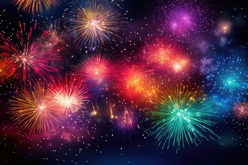 Fireworks background. Happy New Year background , AI generative