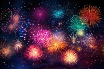 Fireworks background. Happy New Year background , AI generative