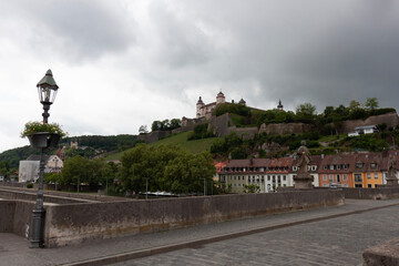 Naklejka premium View from the old main bridge over the Main river in Würzburg