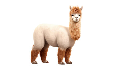 Naklejka premium An alpaca is pictured with its face blurred out, standing against a seamless white backdrop